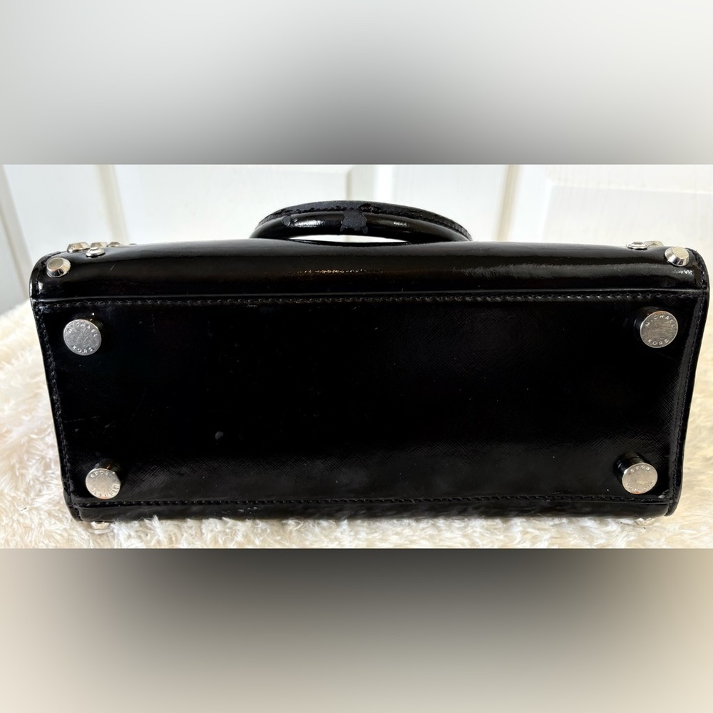 MK Michael Kors Black Patent Studded Rhinestone Handbag - Picture 8 of 9